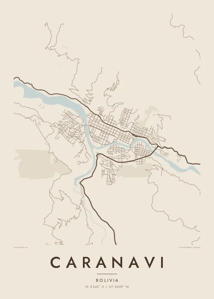 Caranavi map poster — Sand