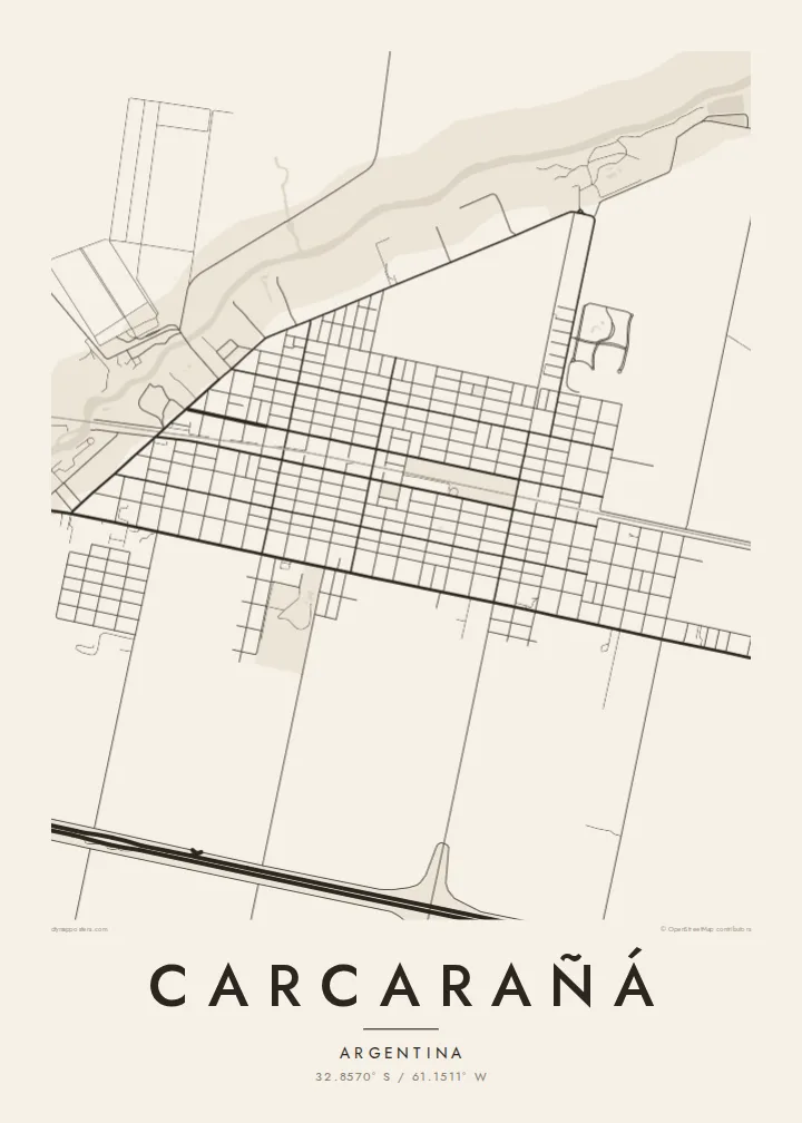Carcarañá map poster — Paper
