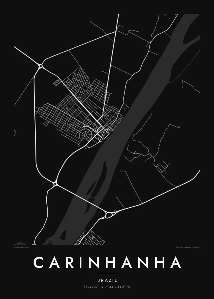Carinhanha map poster — Noir style