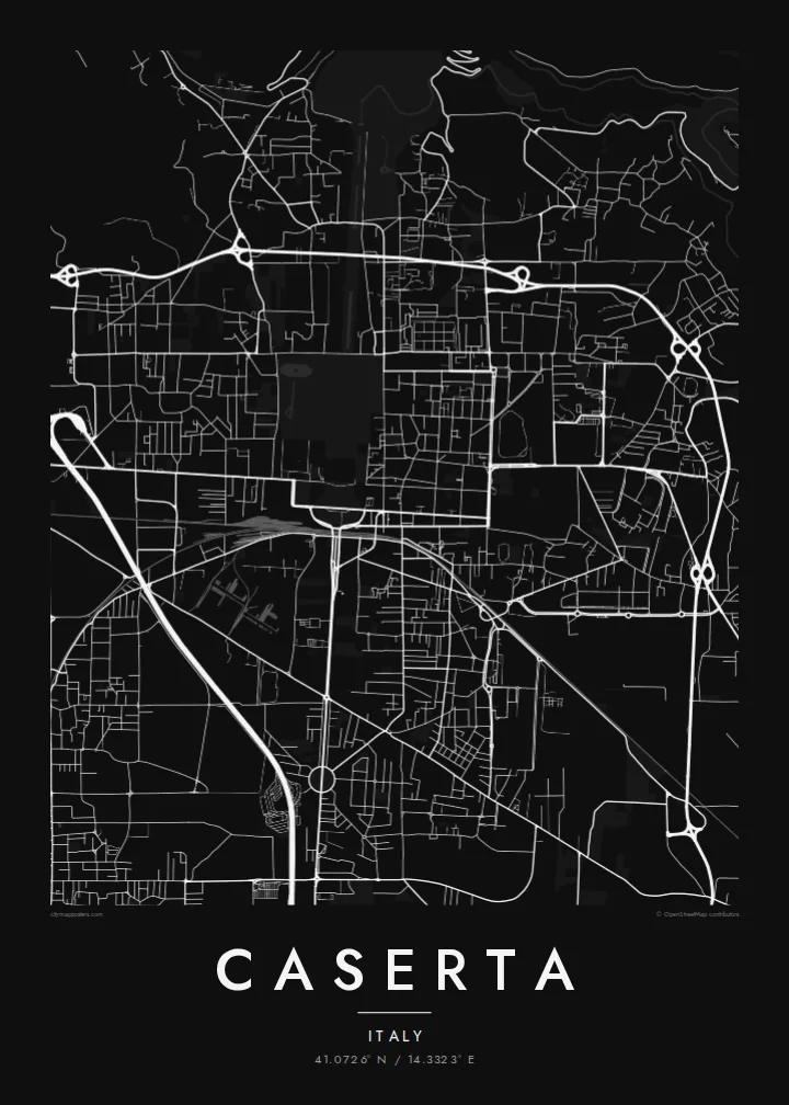 Caserta map poster — Noir