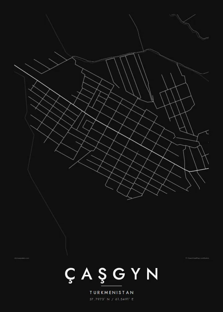 Çaşgyn map poster — Noir