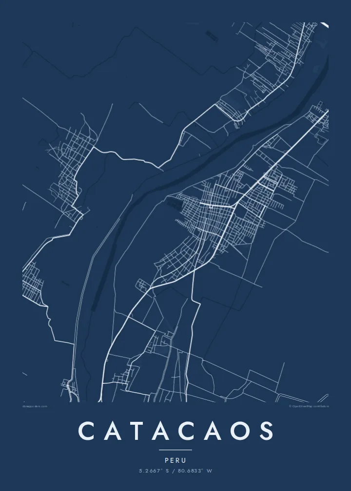 Catacaos map poster — Blueprint style