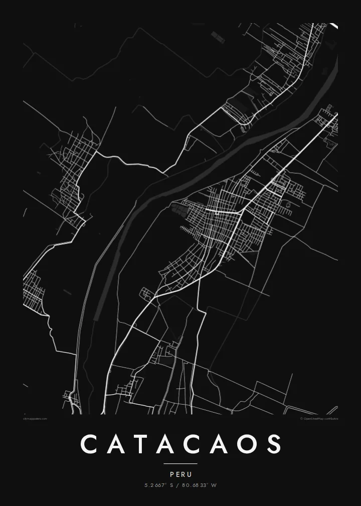 Catacaos map poster — Noir style
