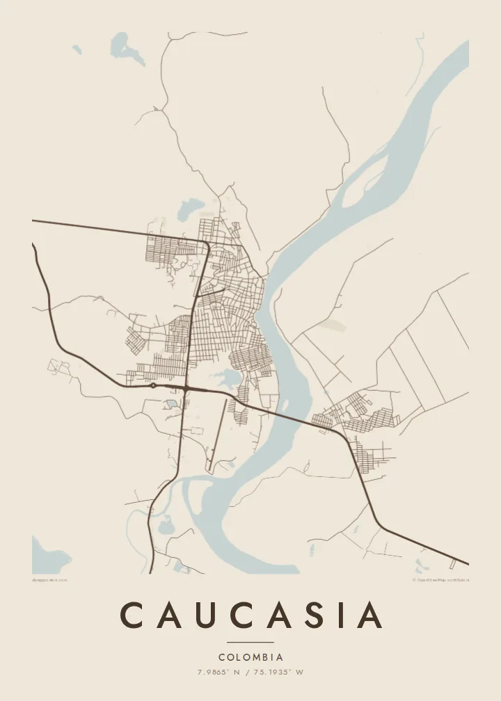 Caucasia map poster — Sand