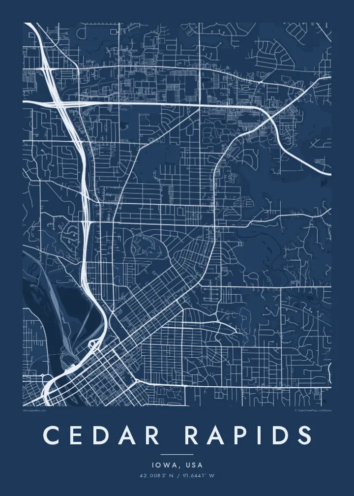 Cedar Rapids map poster — Blueprint