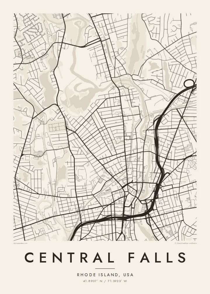 Central Falls map poster — Paper