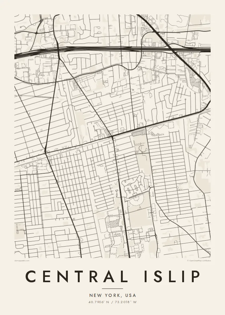 Central Islip map poster — Paper style
