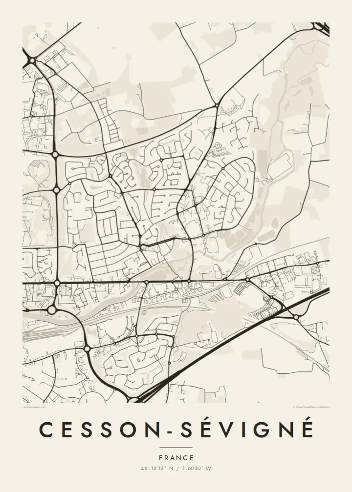 Cesson-Sévigné map poster — Paper style