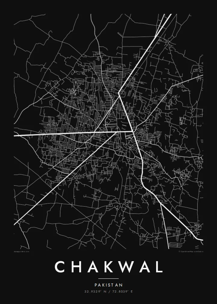 Chakwal map poster — Noir