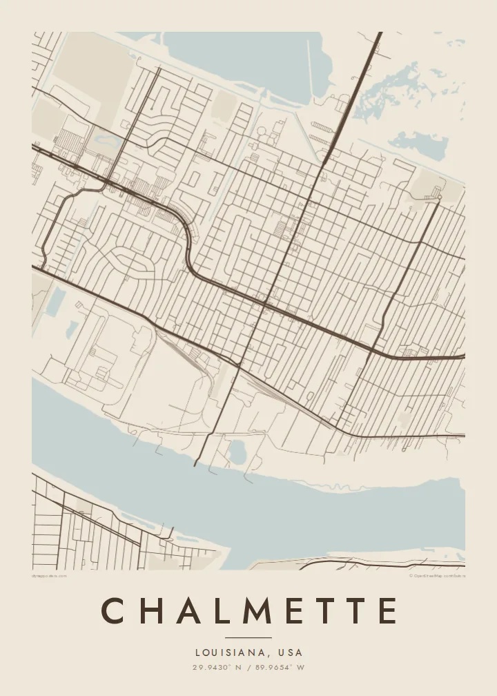 Chalmette map poster — Sand