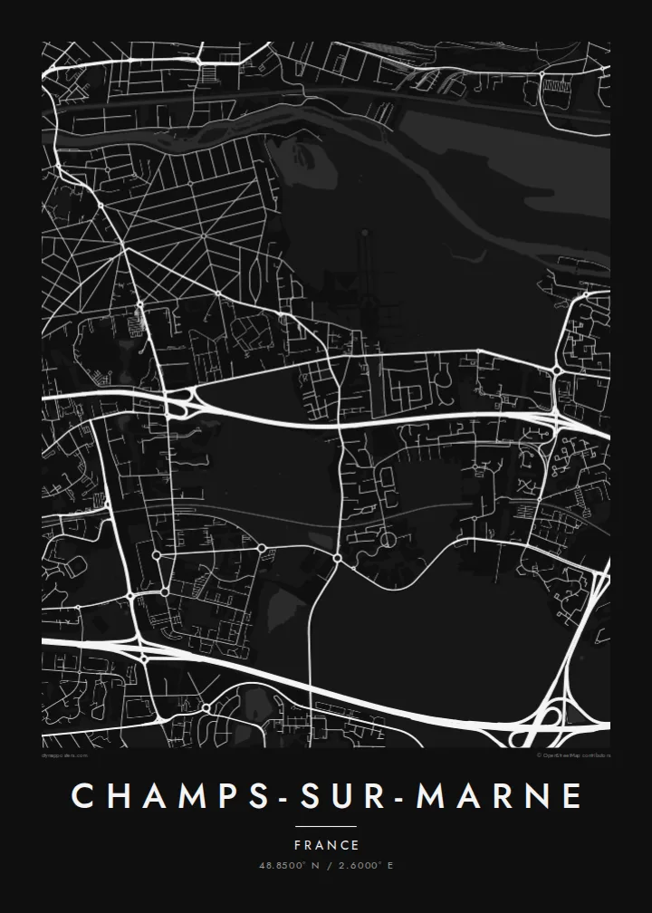 Champs-sur-Marne map poster — Noir style