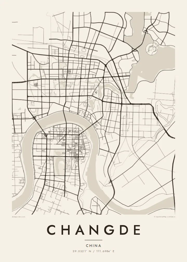 Changde map poster — Paper style