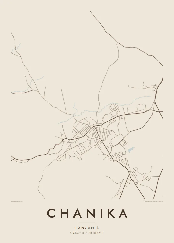 Chanika map poster — Sand style