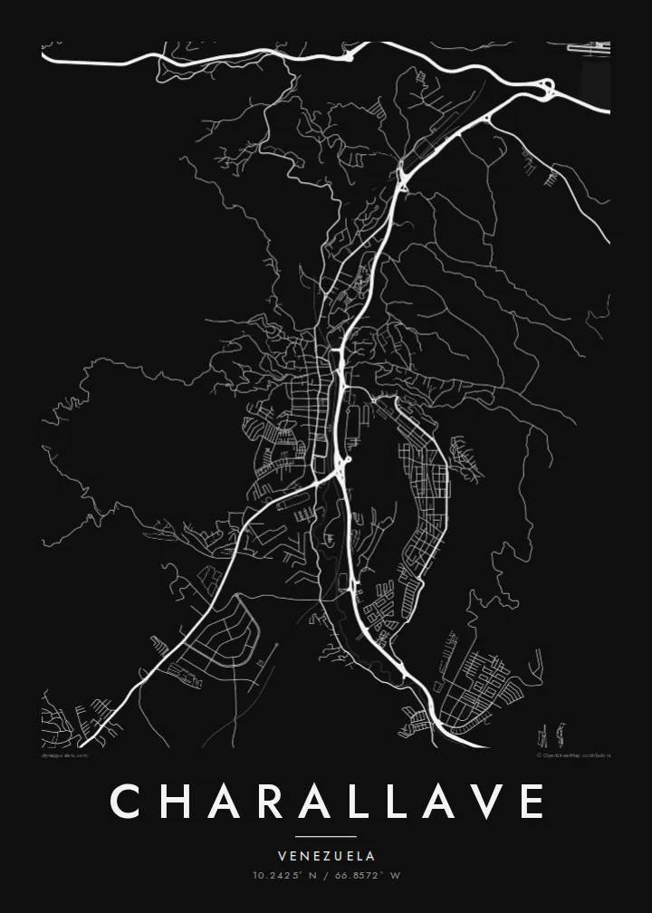 Charallave map poster — Noir style