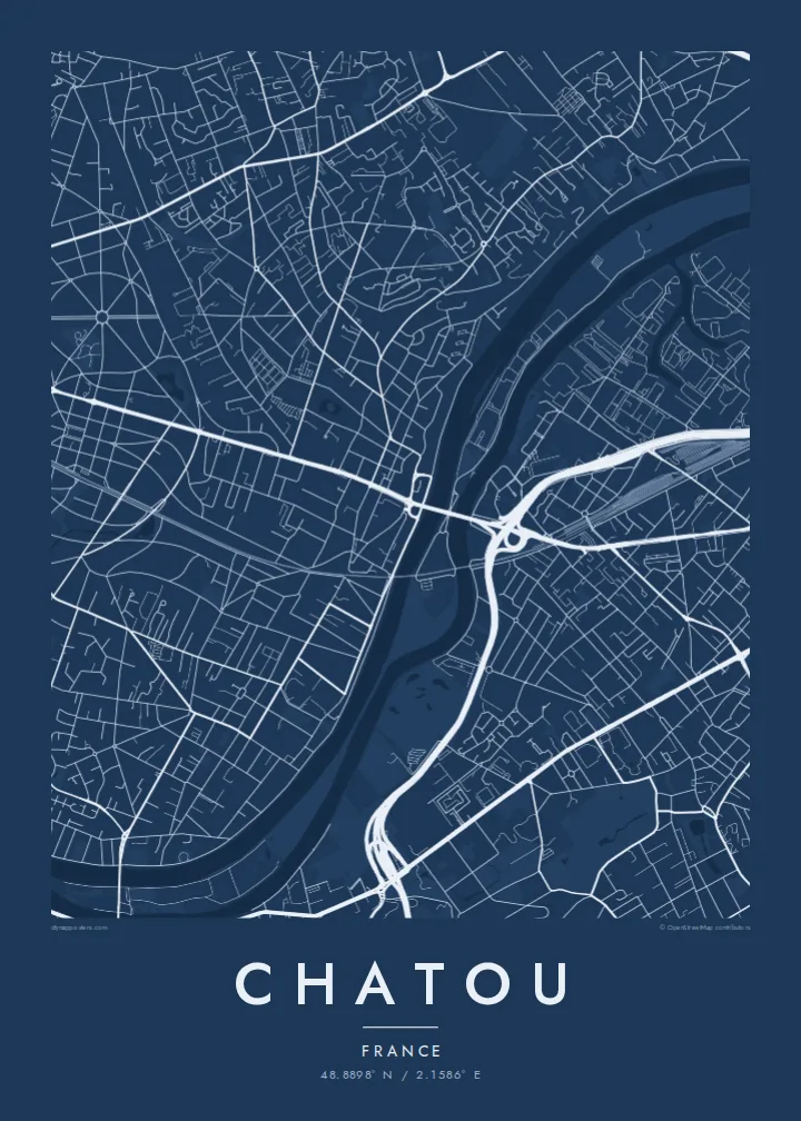 Chatou map poster — Blueprint style