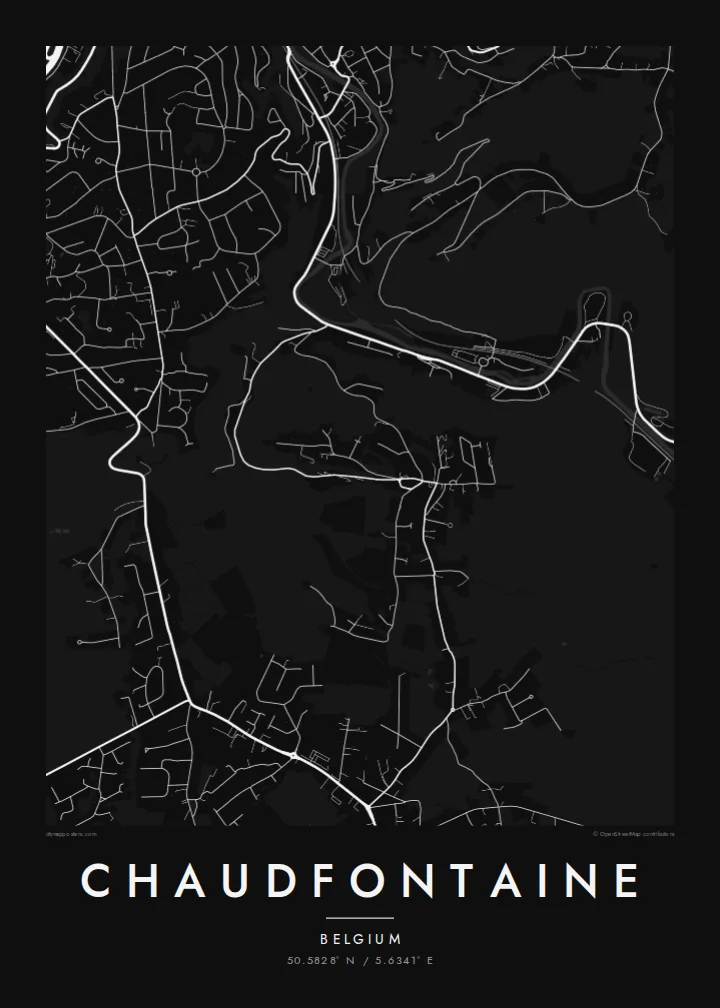 Chaudfontaine map poster — Noir