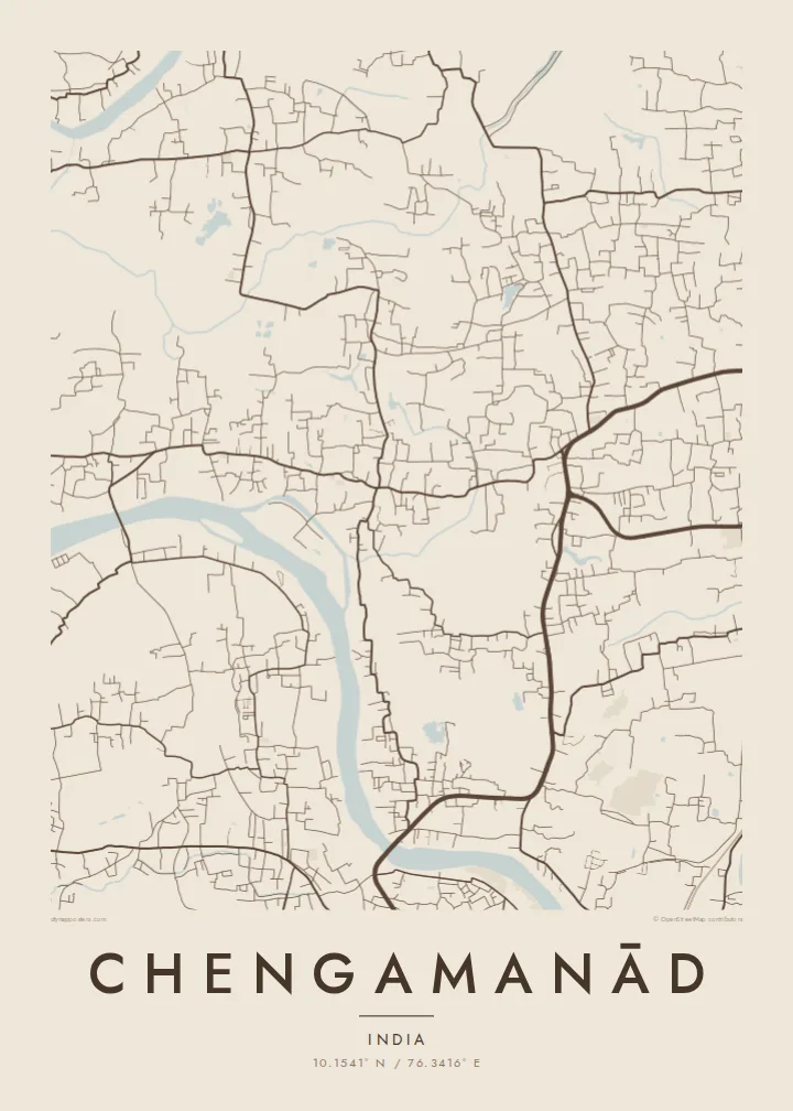 Chengamanād map poster — Sand style