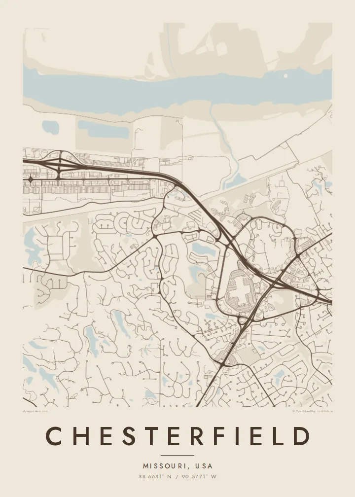 Chesterfield map poster — Sand style