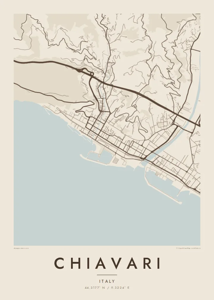 Chiavari map poster — Sand style