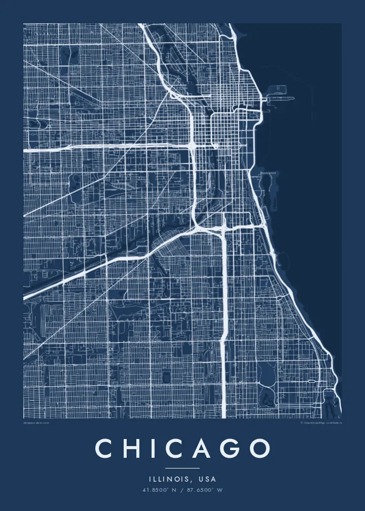 Chicago map poster — Blueprint