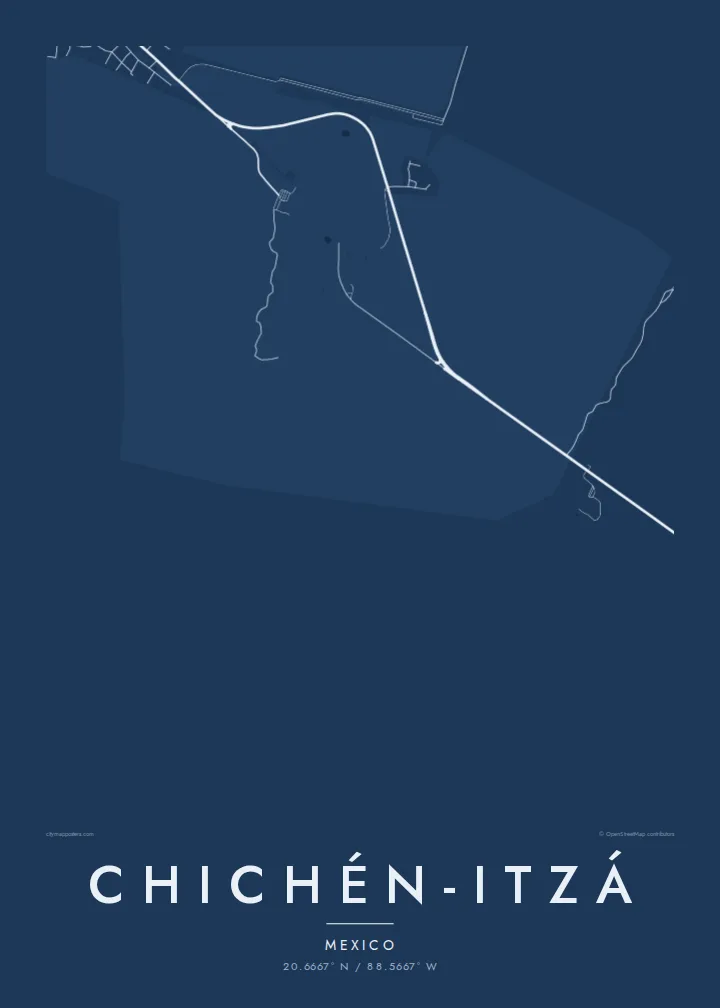 Chichén-Itzá map poster — Blueprint style