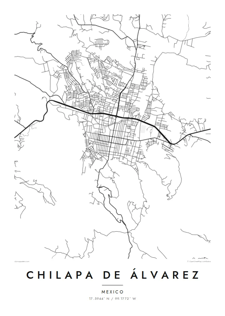Chilapa de Álvarez map poster — Classic