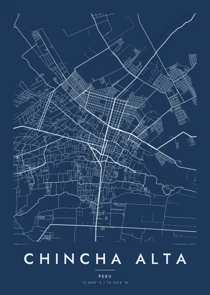 Chincha Alta map poster — Blueprint style