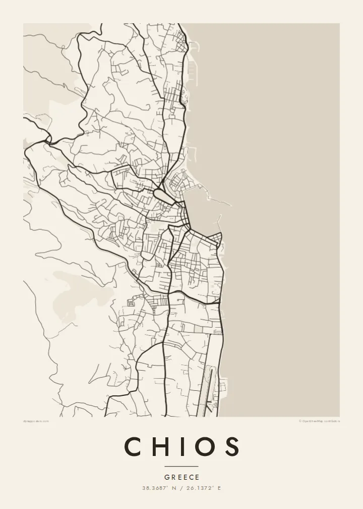 Chios map poster — Paper style