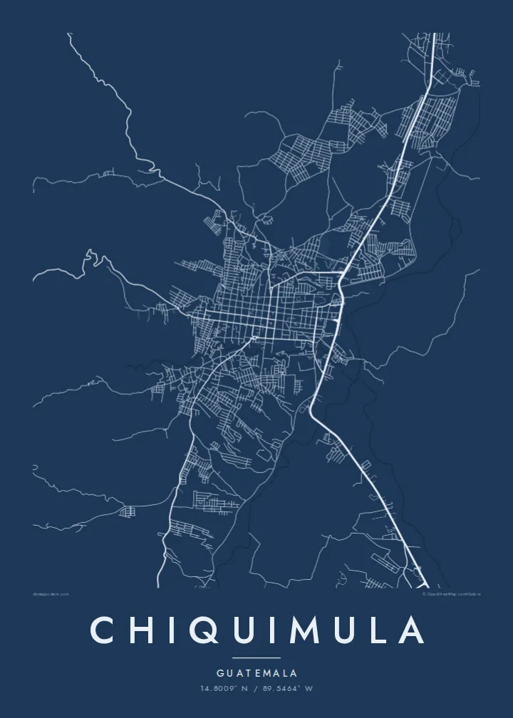 Chiquimula map poster — Blueprint style