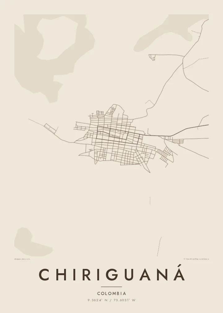 Chiriguaná map poster — Sand