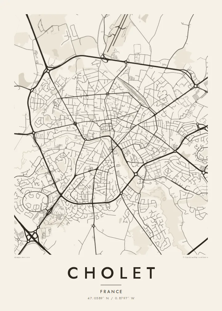 Cholet map poster — Paper style