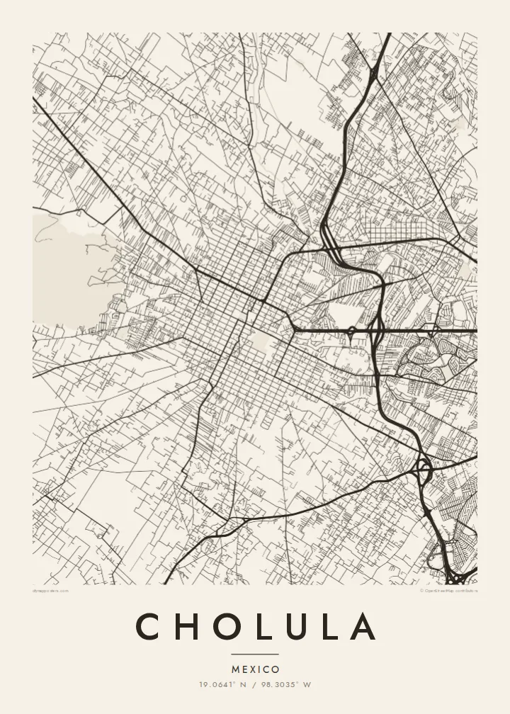 Cholula map poster — Paper