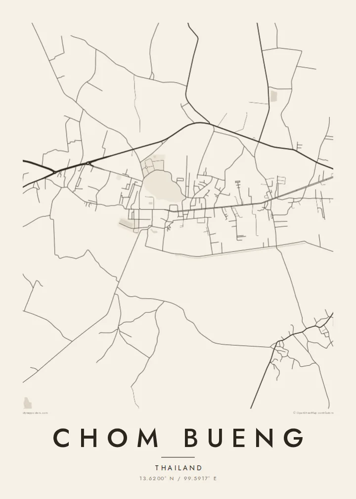 Chom Bueng map poster — Paper style