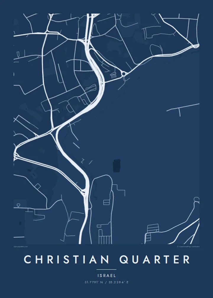 Christian Quarter map poster — Blueprint style