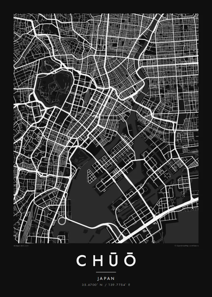 Chūō map poster — Noir style