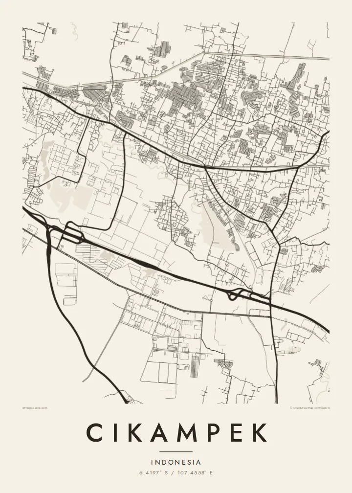 Cikampek map poster — Paper style