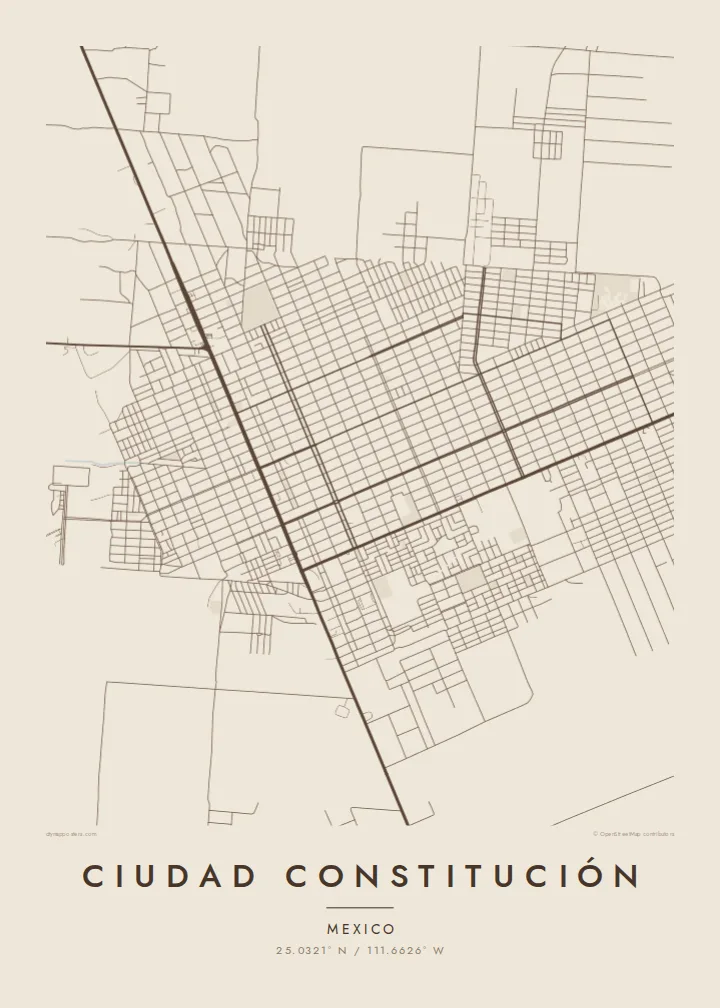 Ciudad Constitución map poster — Sand