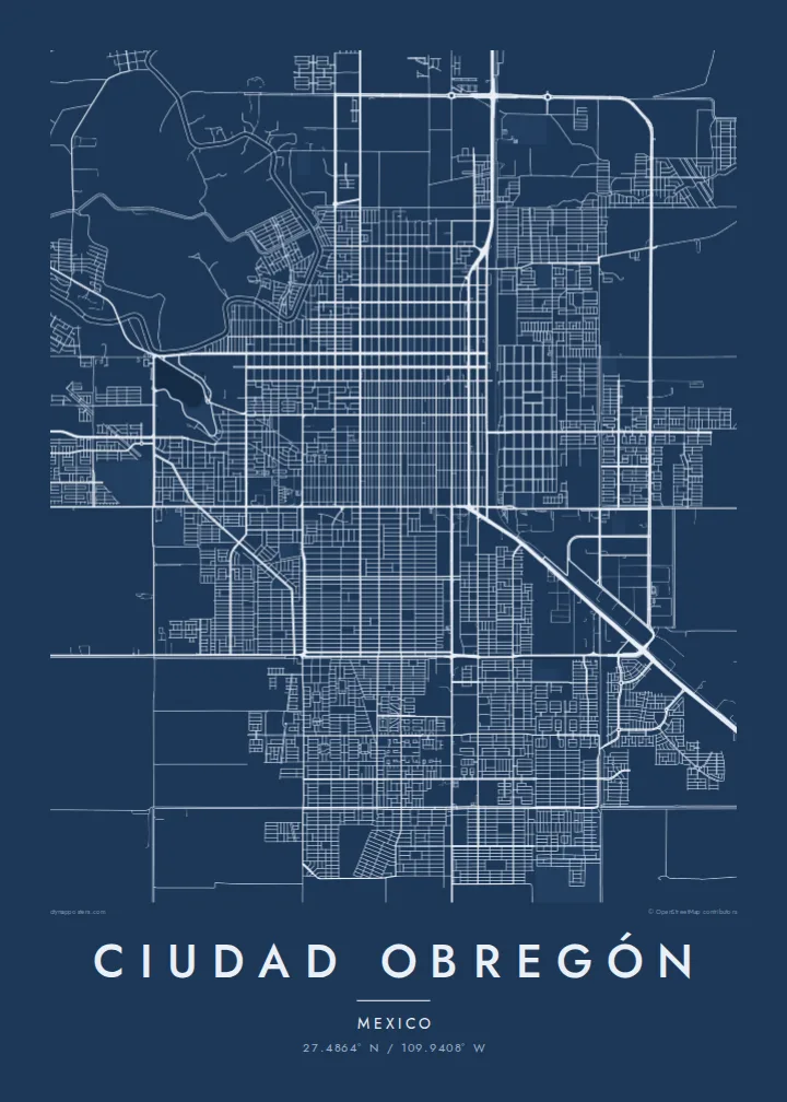 Ciudad Obregón map poster — Blueprint