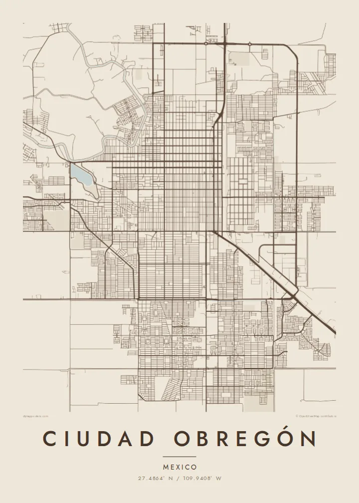 Ciudad Obregón map poster — Sand
