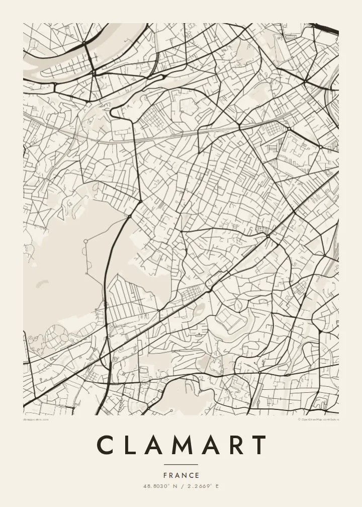 Clamart map poster — Paper style