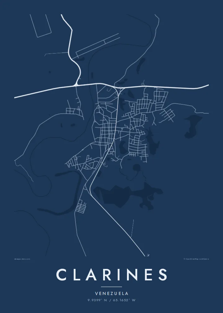 Clarines map poster — Blueprint style