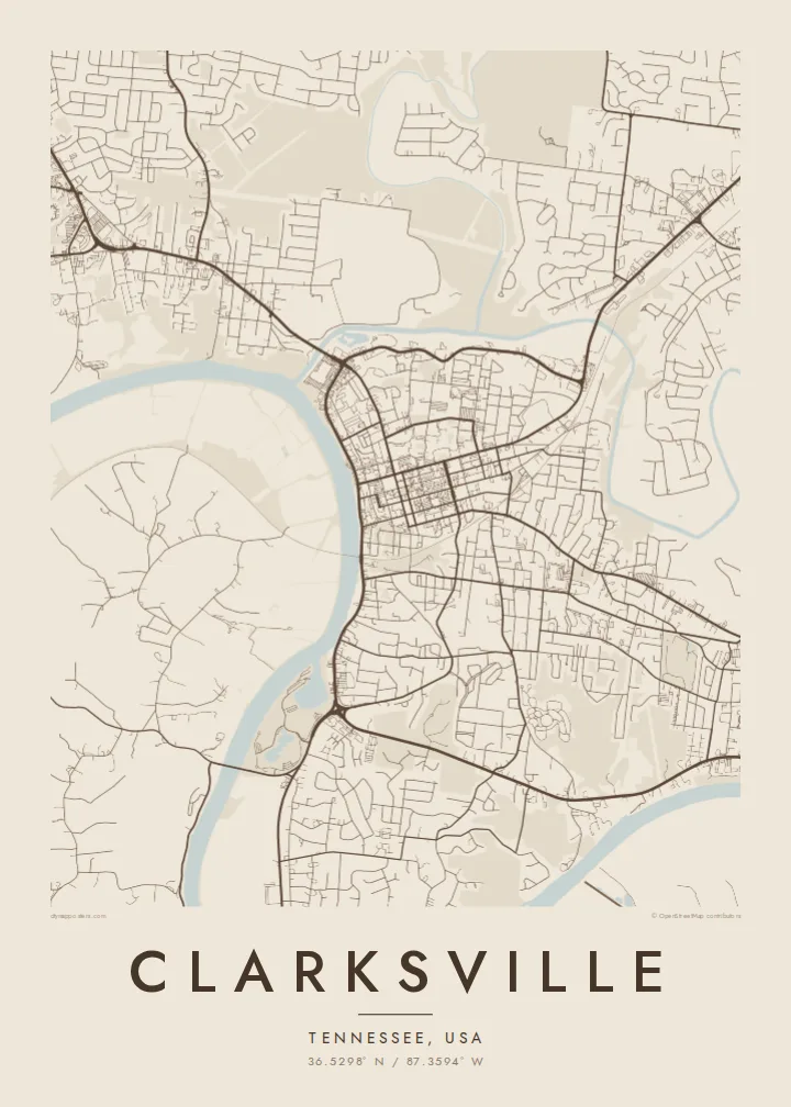 Clarksville map poster — Sand