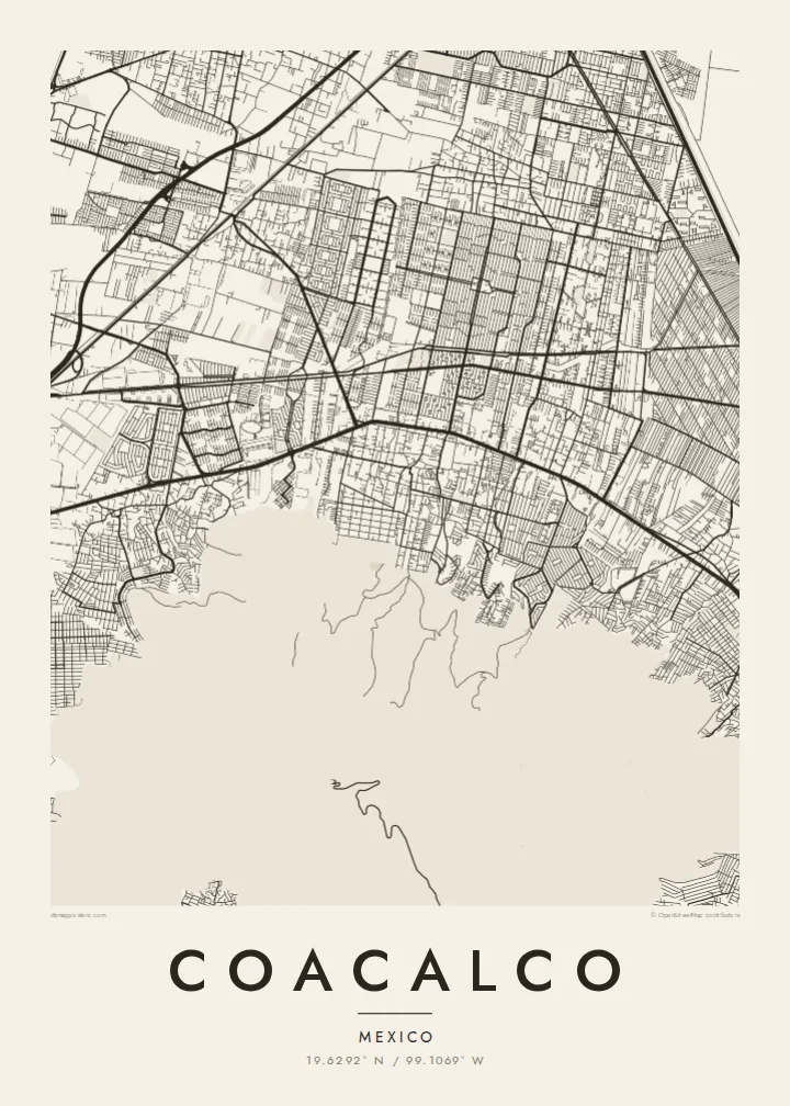 Coacalco map poster — Paper style