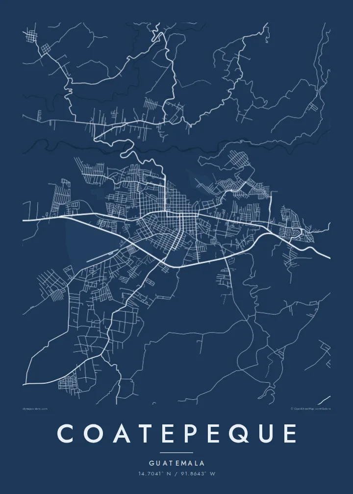 Coatepeque map poster — Blueprint