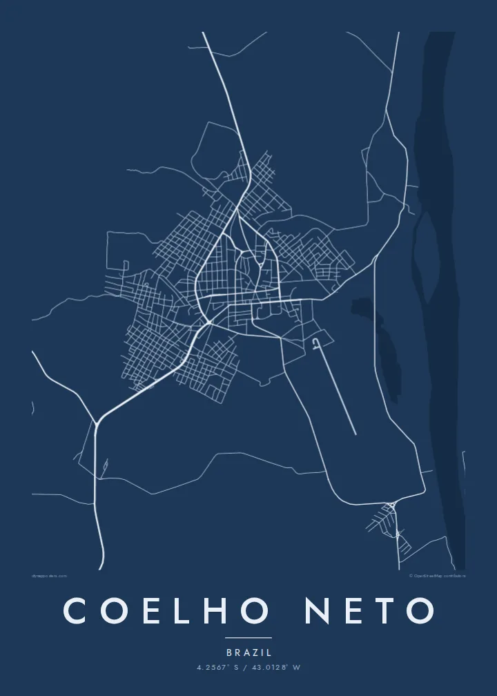 Coelho Neto map poster — Blueprint style