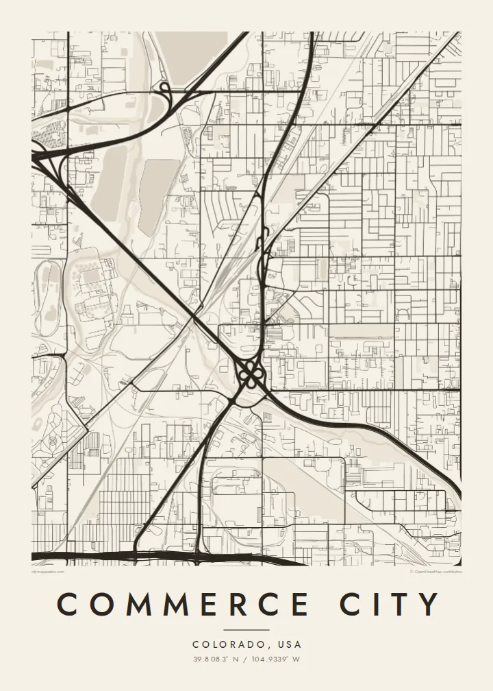 Commerce City map poster — Paper