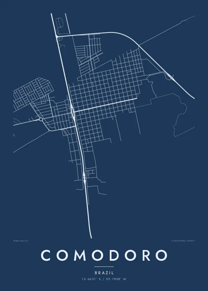 Comodoro map poster — Blueprint style