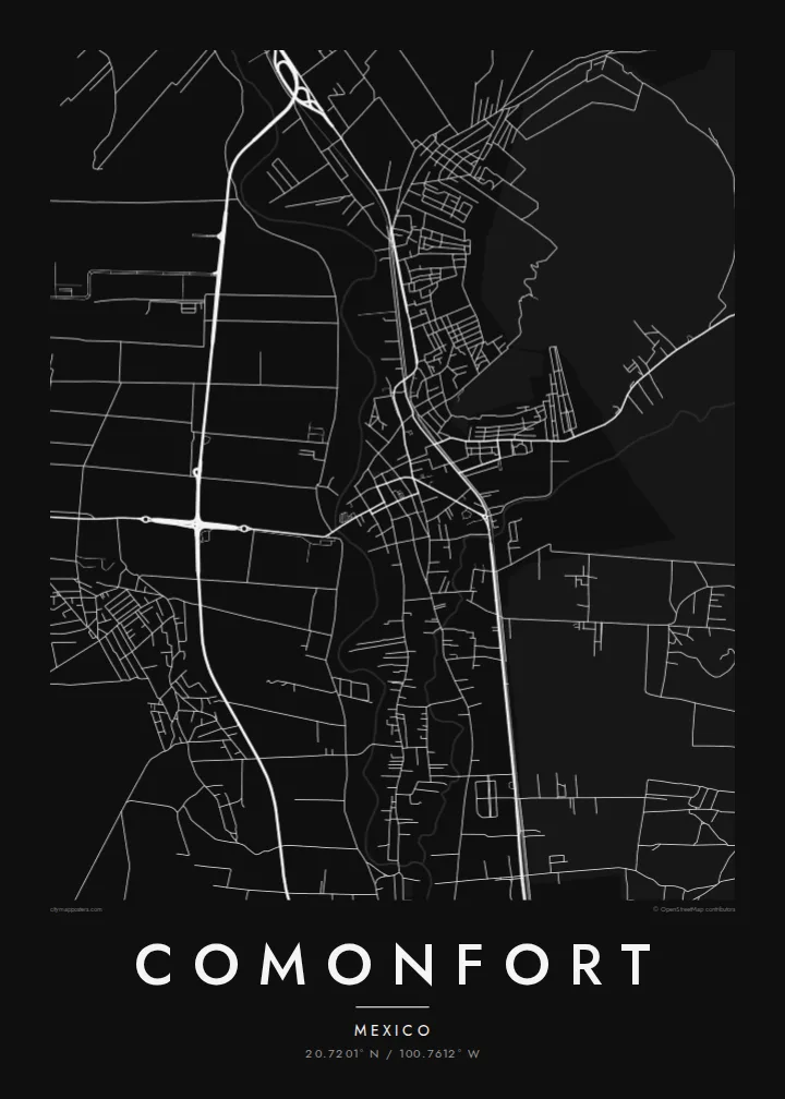 Comonfort map poster — Noir