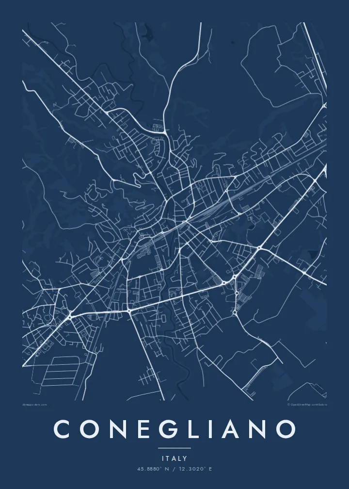 Conegliano map poster — Blueprint style