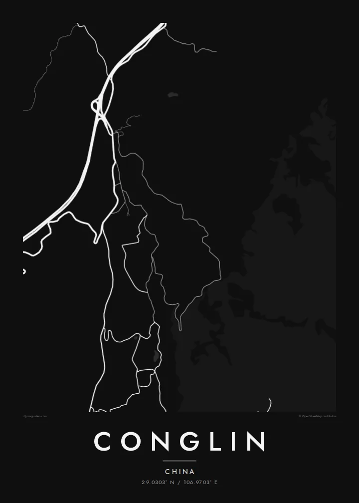 Conglin map poster — Noir style